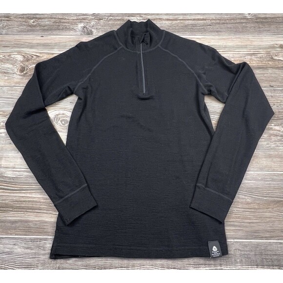 MOUNTAIN WAREHOUSE  EXTREME Merino Wool Shirt 1/4 Zip Baselayer Black Womens XS - Picture 1 of 11